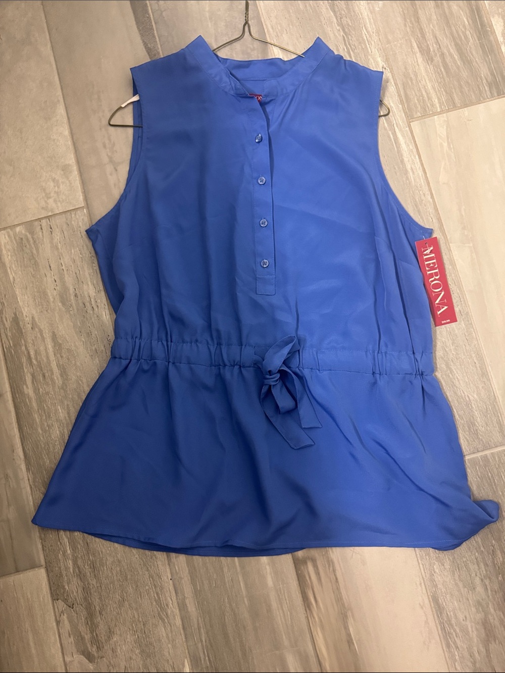 Merona Cobalt Blue Sleeveless Peplum Drawstring Blouse